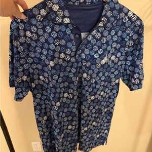Blue Floral Polo Shirt (golf shirt)